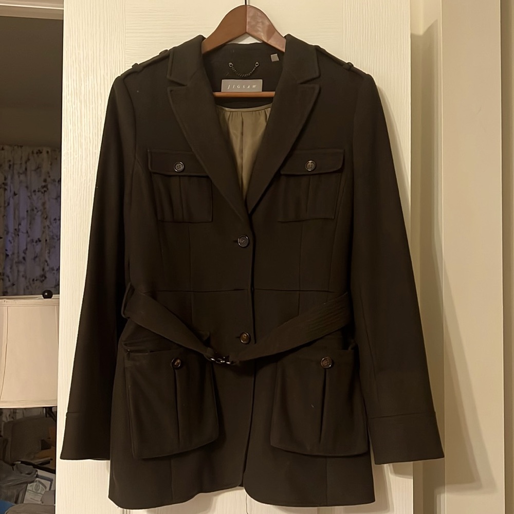 Drop in Price - UK brand JIGSAW dark green, wool, military jacket.